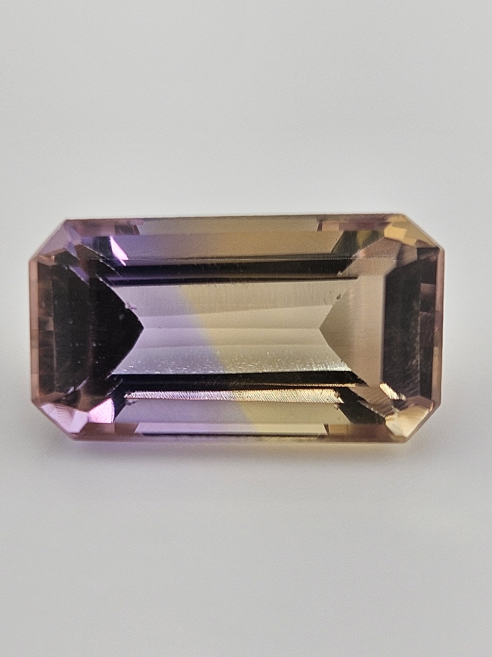 4.60ct. Bicolor Emerald Cut Ametrine Gemstone - Purple and Golden Yellow